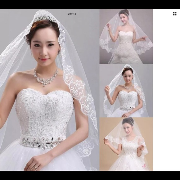 NEW Beautiful veil with lace trim no comb - Picture 7 of 7